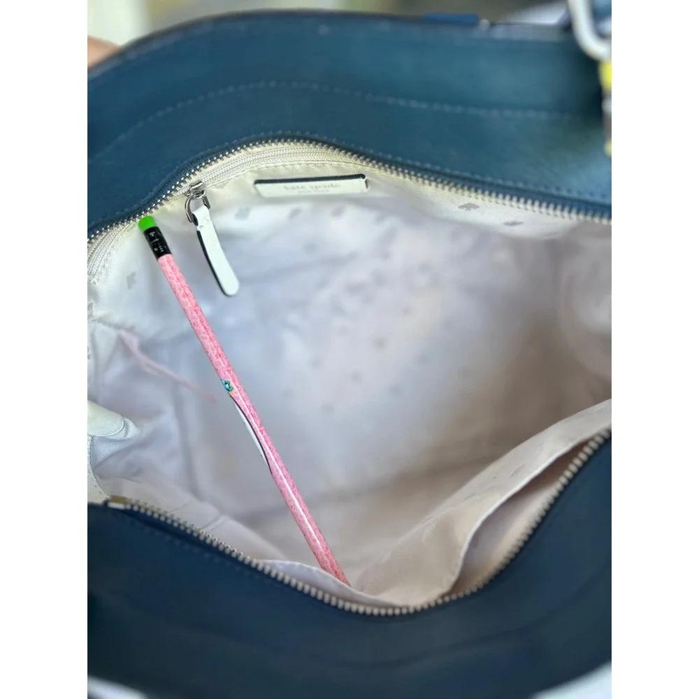 Kate Spade Cameron Medium Satchel Bag Color block Lavender White Blue Crossbody